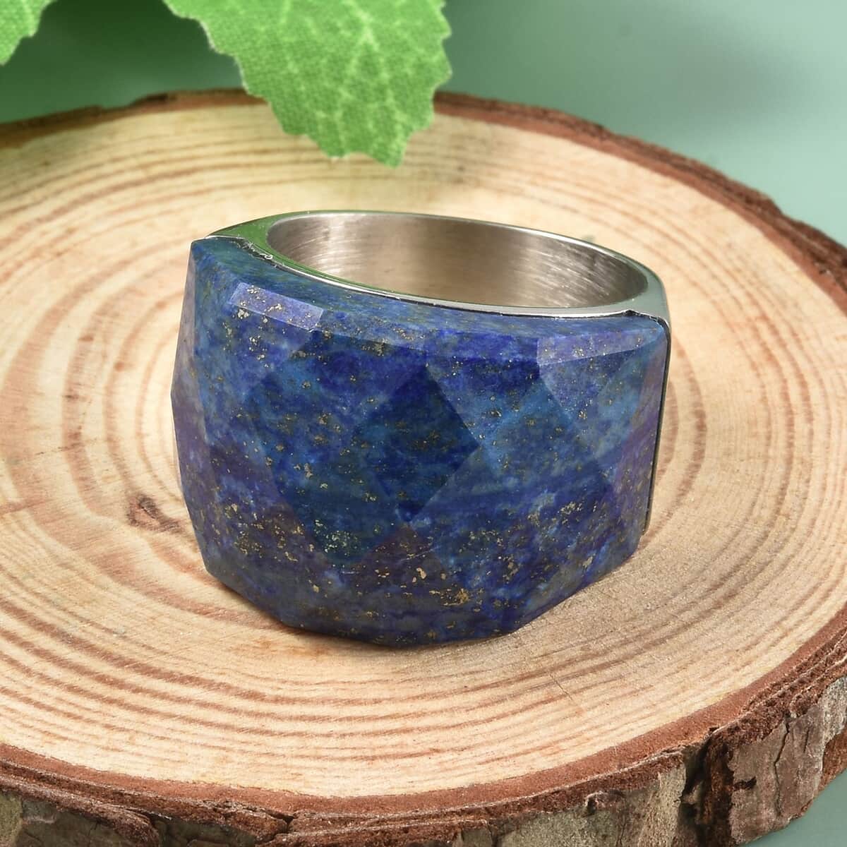 Lapis Lazuli Ring in Stainless Steel (Size 7.0) 37.15 ctw image number 1