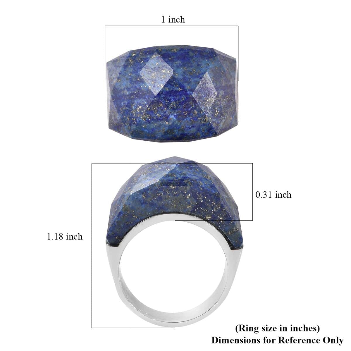 Lapis Lazuli Ring in Stainless Steel (Size 7.0) 37.15 ctw image number 5