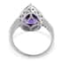 Lusaka Amethyst and White Zircon Halo Ring in Platinum Over Sterling Silver 6.40 ctw image number 3