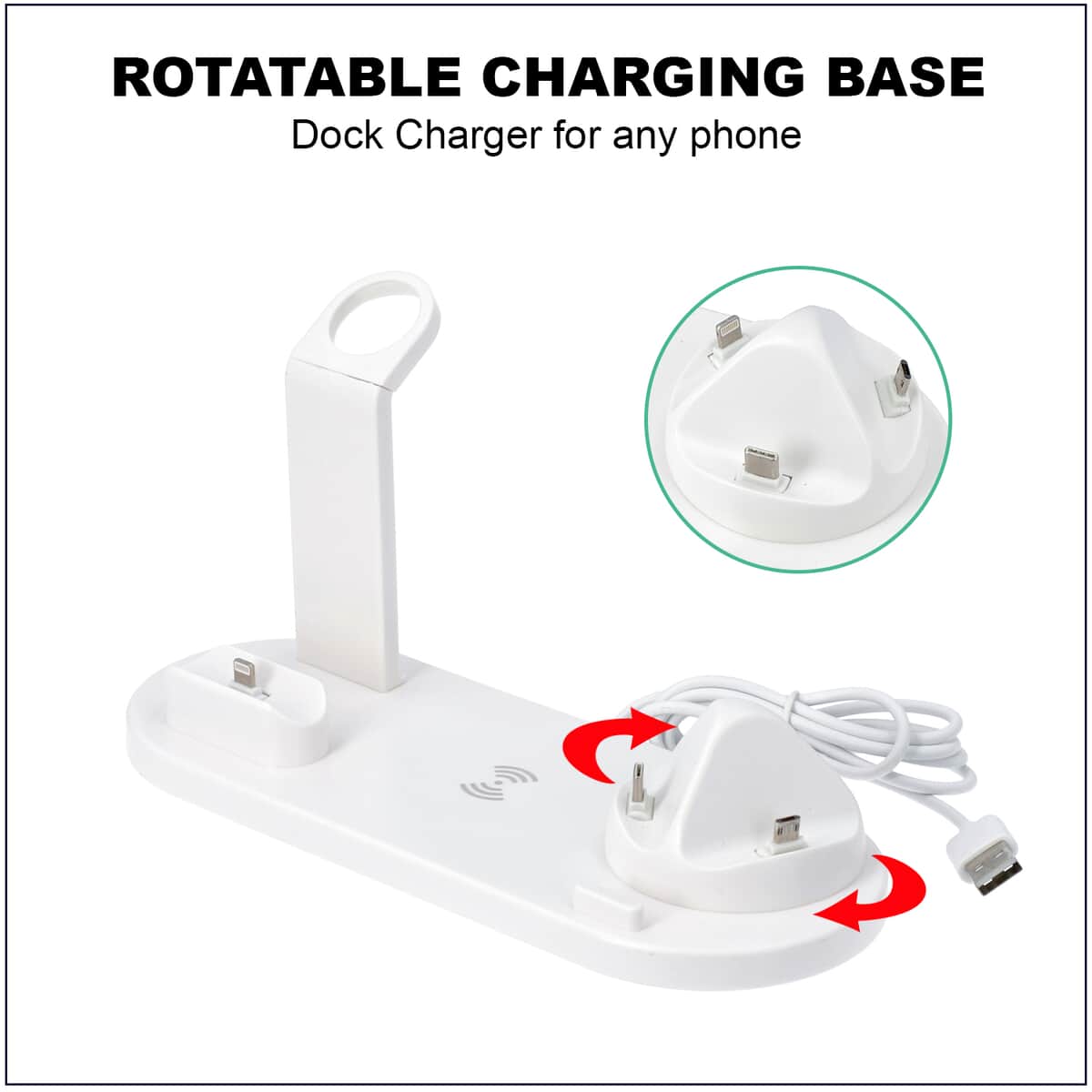 4 in 1 Wireless Charging Station for iPhone, Watch, AirPods & Android phones - White image number 4