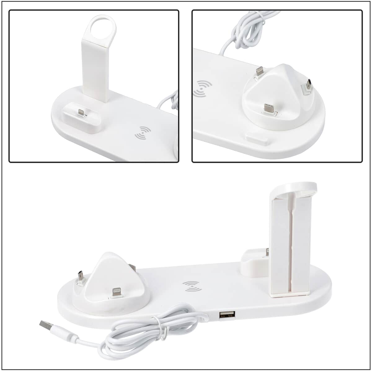 4 in 1 Wireless Charging Station for iPhone, Watch, AirPods & Android phones - White image number 5