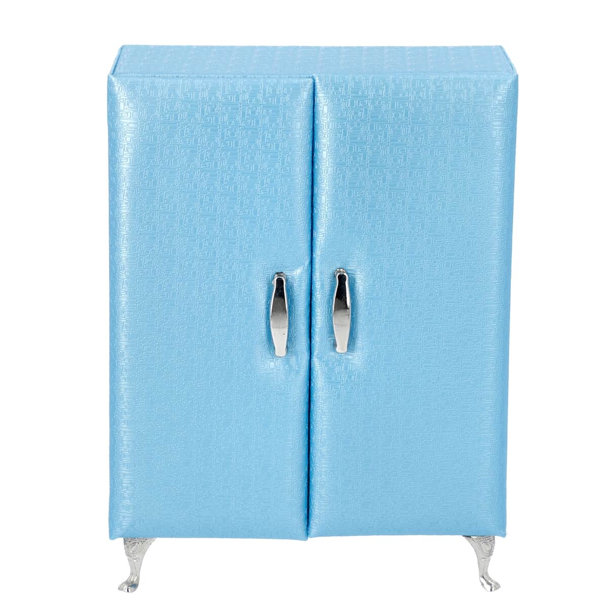 Blue Faux Leather Wardrobe Style Jewelry Organizer (9x3.5x6.5 in) image number 1