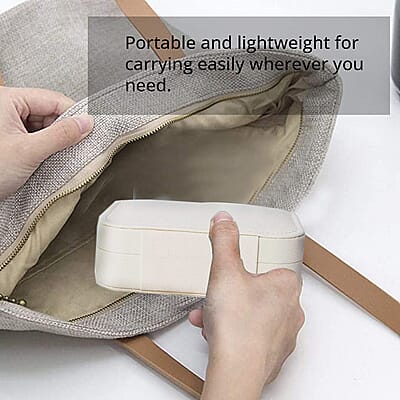 Cream Faux Leather Mini Travel Jewelry Organizer with Anti Scratch Interior, Jewelry Organizer Box, Travel Jewelry Storage Box