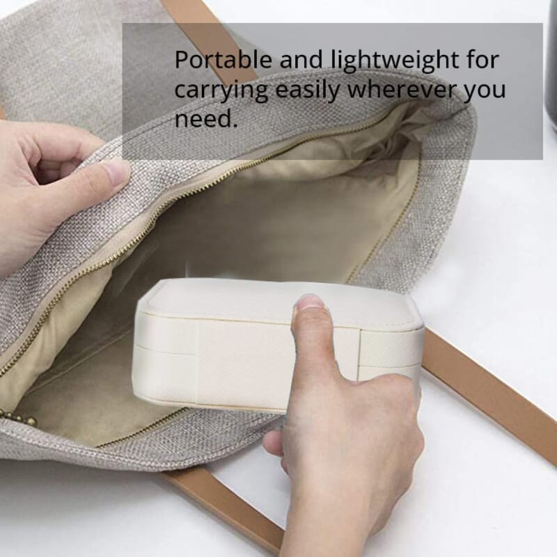 Cream Faux Leather Mini Travel Jewelry Organizer with Anti Scratch Interior, Jewelry Organizer Box, Travel Jewelry Storage Box