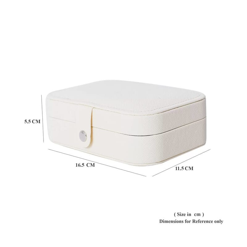 Cream Faux Leather Mini Travel Jewelry Organizer with Anti Scratch Interior, Jewelry Organizer Box, Travel Jewelry Storage Box