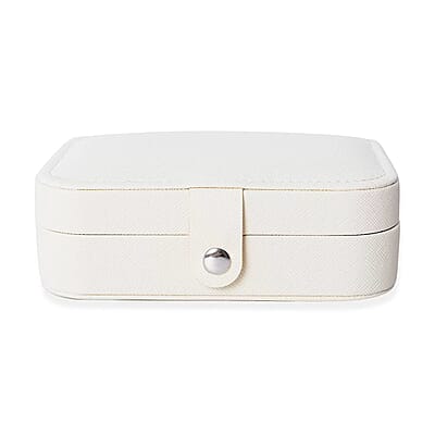 Cream Faux Leather Mini Travel Jewelry Organizer with Anti Scratch Interior, Jewelry Organizer Box, Travel Jewelry Storage Box