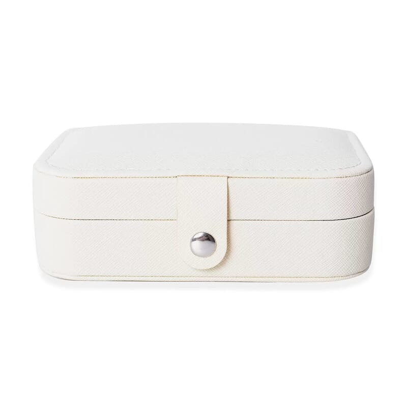 Cream Faux Leather Mini Travel Jewelry Organizer with Anti Scratch Interior, Jewelry Organizer Box, Travel Jewelry Storage Box
