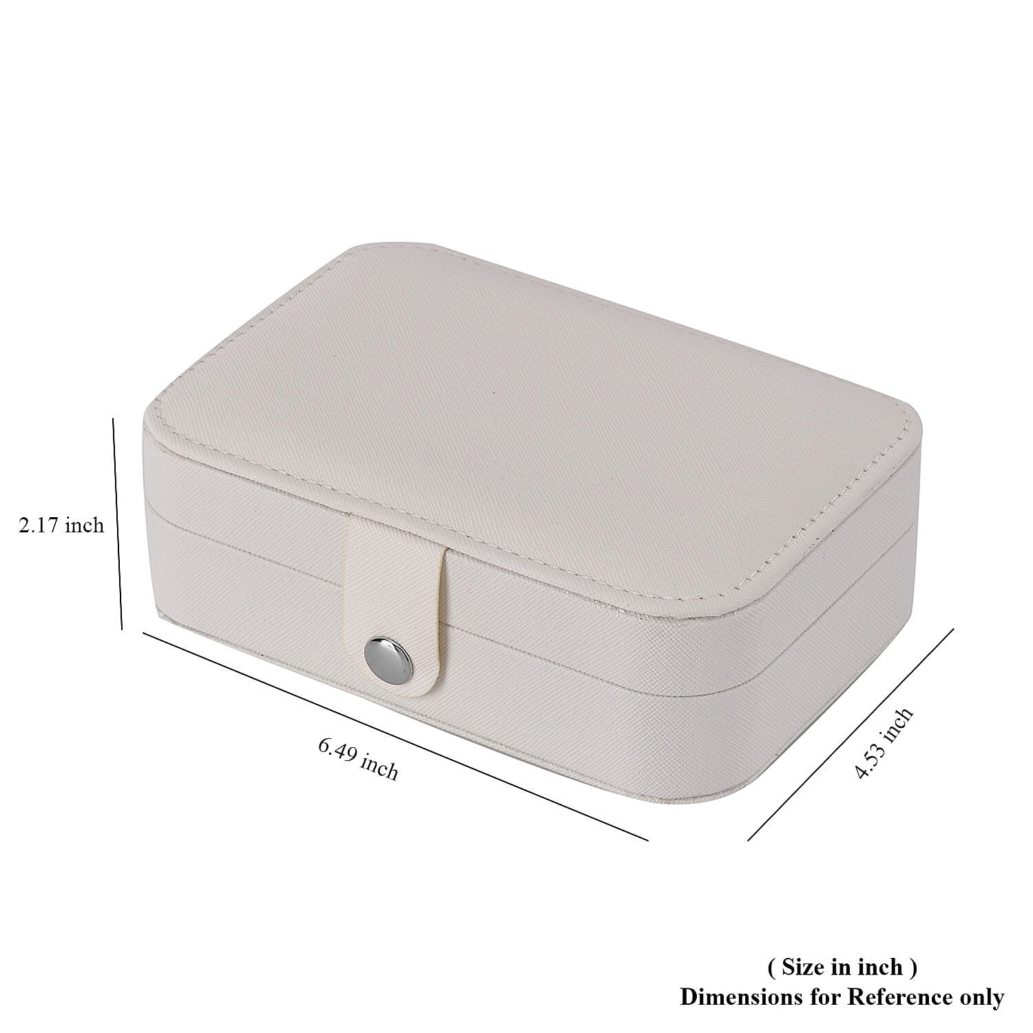 Cream Faux Leather Mini Travel Jewelry Organizer with Anti Scratch Interior, Jewelry Organizer Box, Travel Jewelry Storage Box