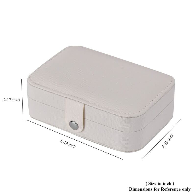 Cream Faux Leather Mini Travel Jewelry Organizer with Anti Scratch Interior, Jewelry Organizer Box, Travel Jewelry Storage Box