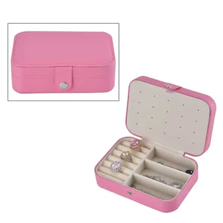 Baby Pink Make Up Bag Jewelry Storage Case Portable, Cosmetic Bag For Daily  Dividers PU Earrings Nail Charms Organizer Necklace