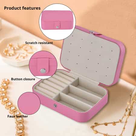 Small Jewelry Box - Travel Jewelry Case PU Leather Jewelry Organizer  Storage Holder for Necklace Earring Rings, Gifts for Girls Women(Pink) 