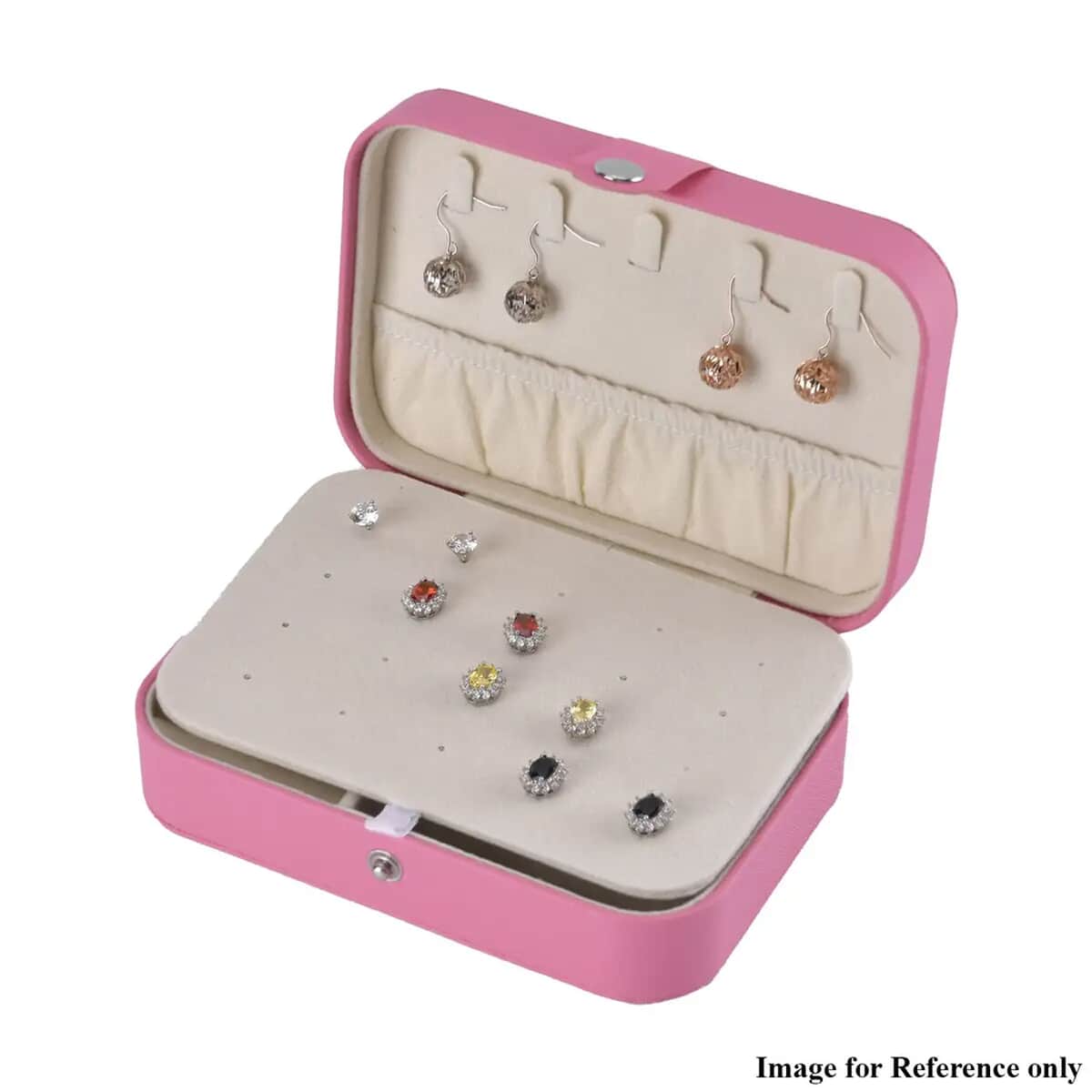 Faux Leather Mini, Portable, Travel Jewelry Organizer Storage Box image number 6