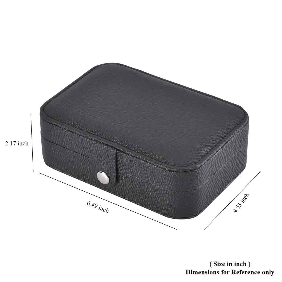 Black Portable Faux Leather Jewelry Organizer Mini Travel Jewelry Box Multifunction Storage Box for Girls & Women image number 7