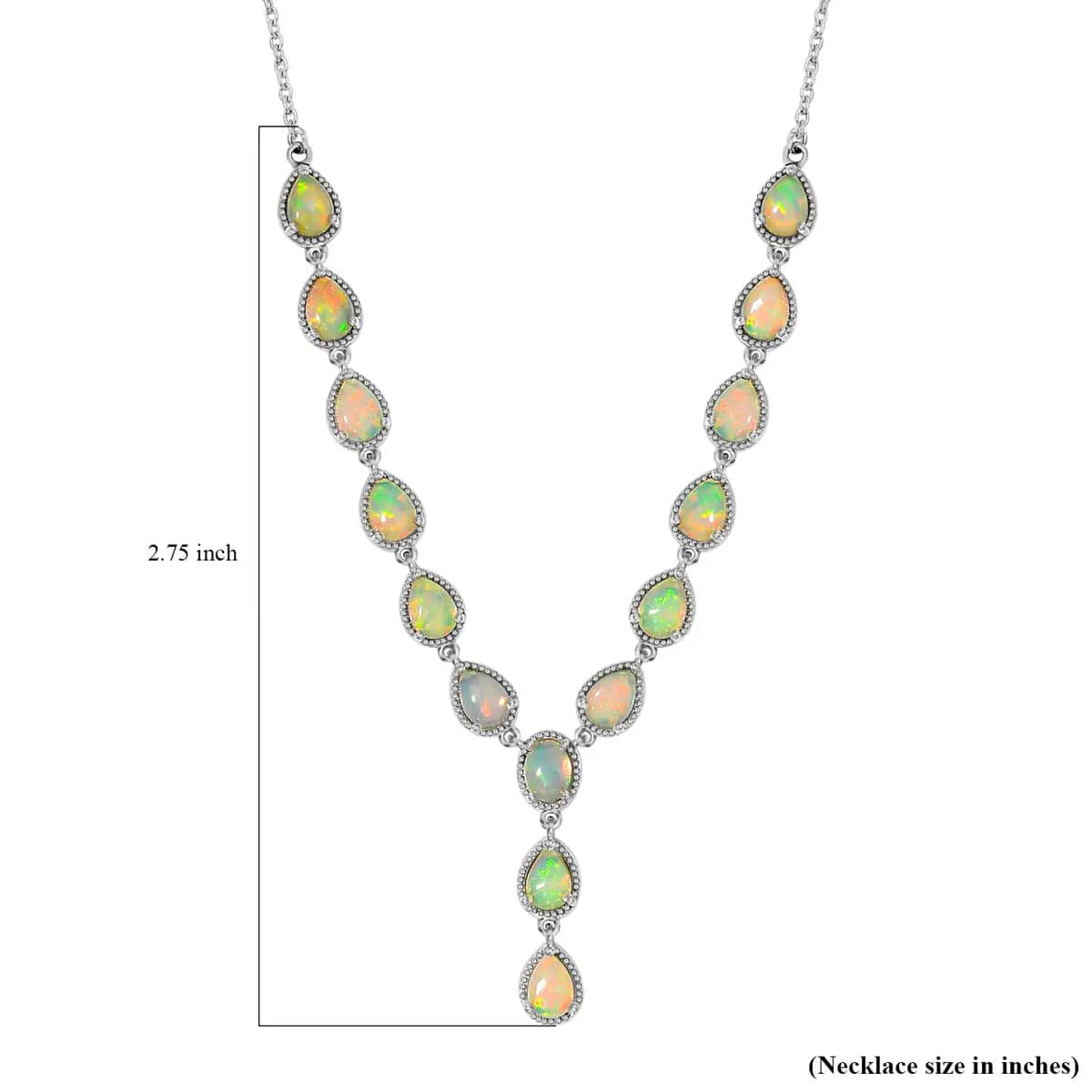 Premium Ethiopian Opal Necklace in Platinum Over Sterling Silver, Lariat Style, Welo Opal Jewelry (18 Inches) 7.50 ctw image number 6