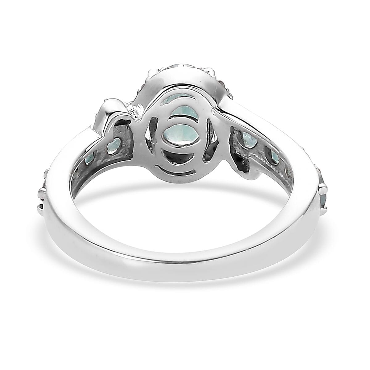 Grandidierite and White Zircon Ring in Platinum Over Sterling Silver (Size 10.0) 1.50 ctw