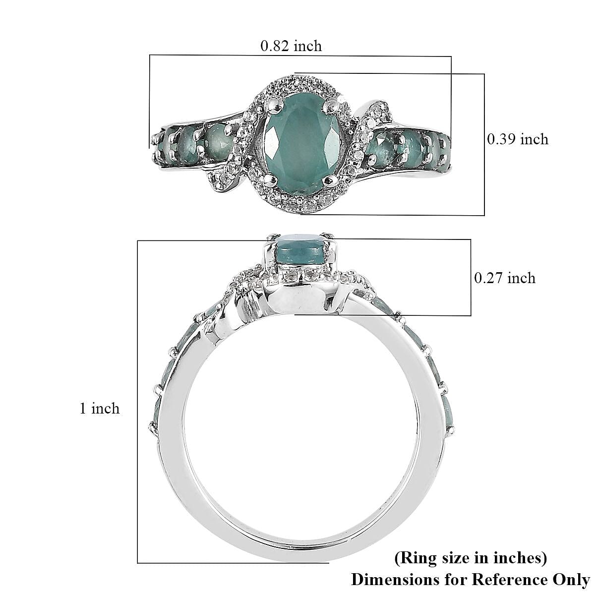Grandidierite and White Zircon Ring in Platinum Over Sterling Silver (Size 10.0) 1.50 ctw