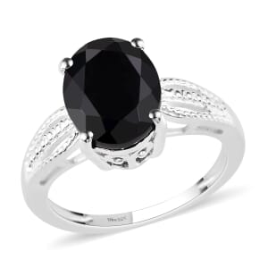 D'Joy Australian Black Tourmaline Solitaire Ring in Sterling Silver (Size 10.0) 2.90 ctw