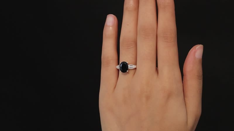 D'Joy Australian Black Tourmaline Solitaire Ring in Sterling Silver (Size 9.0) 2.90 ctw