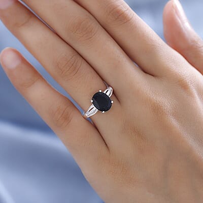D'Joy Australian Black Tourmaline Solitaire Ring in Sterling Silver 2.65 ctw (Size 10.0)