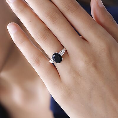 D'Joy Australian Black Tourmaline Solitaire Ring in Sterling Silver 2.65 ctw (Size 10.0)