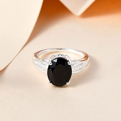 D'Joy Australian Black Tourmaline Solitaire Ring in Sterling Silver 2.65 ctw (Size 10.0)