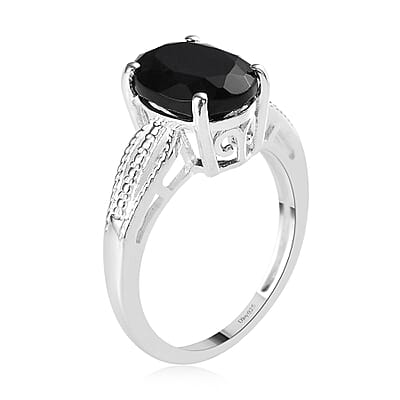 D'Joy Australian Black Tourmaline Solitaire Ring in Sterling Silver 2.65 ctw (Size 10.0)