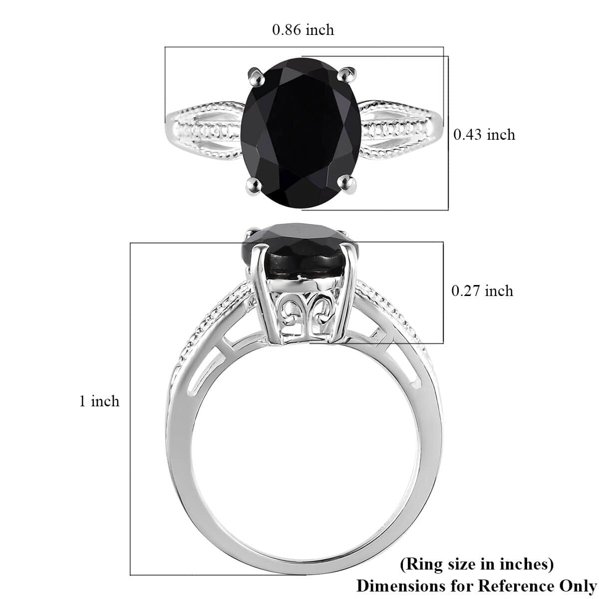 Australian Black Tourmaline Solitaire Ring in Sterling Silver 2.90 ctw image number 7