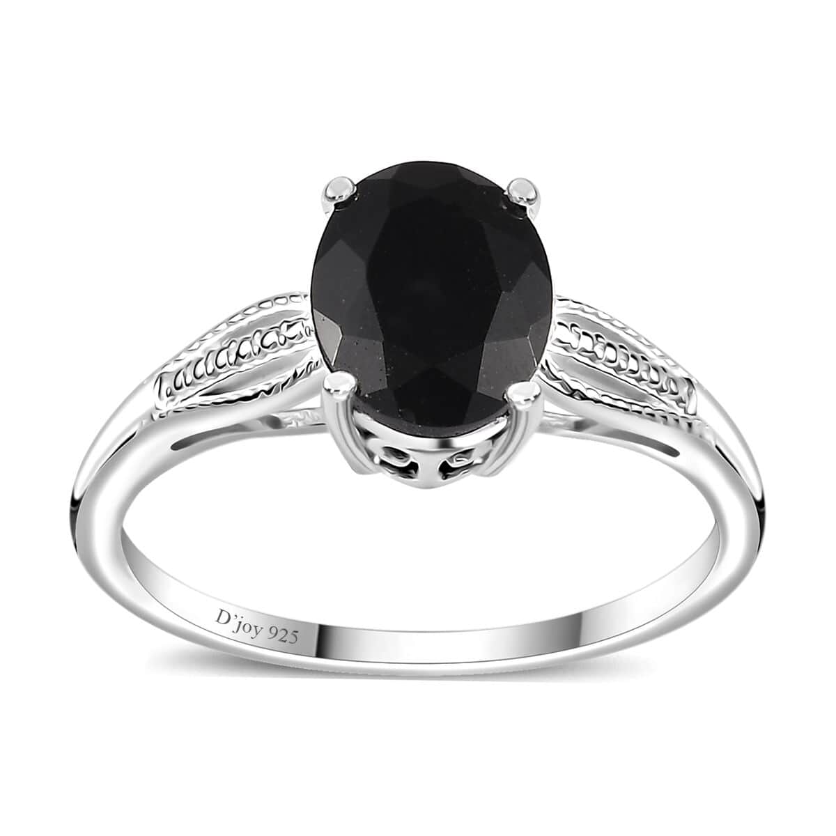 Australian Black Tourmaline Solitaire Ring in Sterling Silver (Size 11.0) 2.90 ctw image number 0