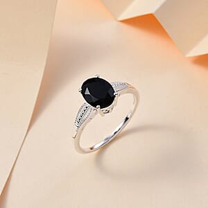 D'Joy Australian Black Tourmaline Solitaire Ring in Sterling Silver 2.65 ctw (Size 11.0)