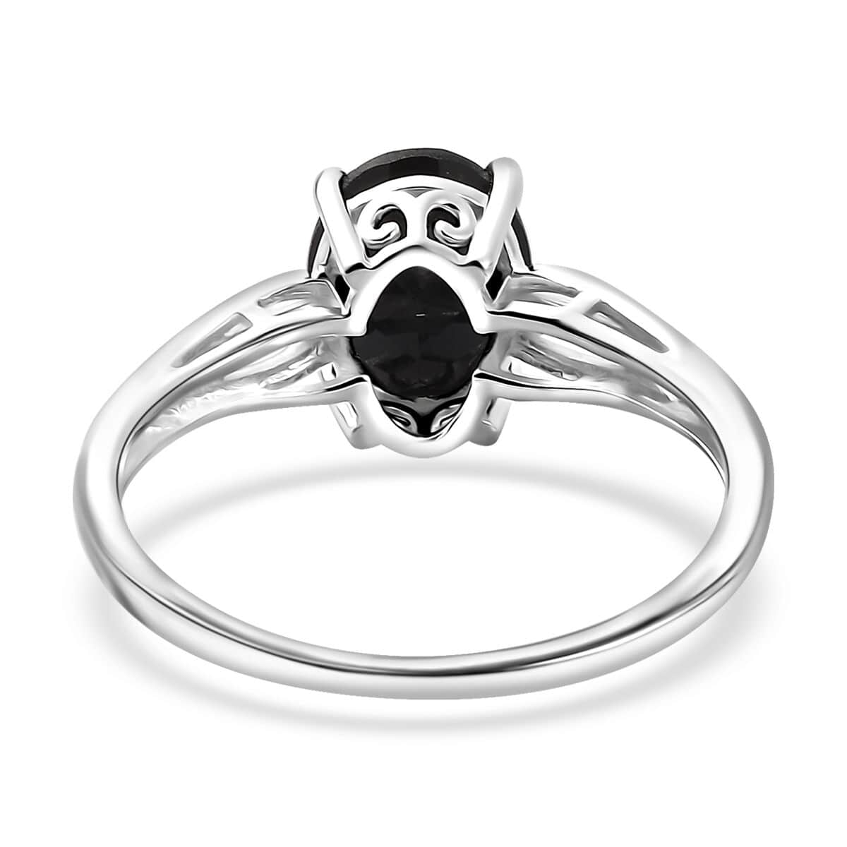 Australian Black Tourmaline Solitaire Ring in Sterling Silver (Size 11.0) 2.90 ctw image number 4