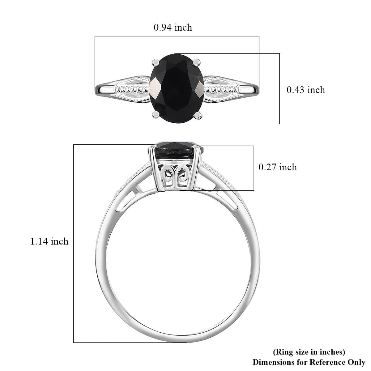 Australian Black Tourmaline Solitaire Ring in Sterling Silver (Size 11.0) 2.90 ctw image number 5