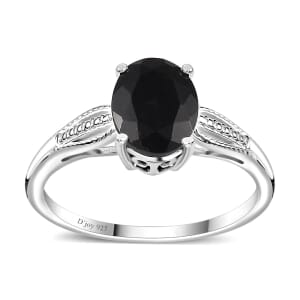 D'Joy Australian Black Tourmaline Ring in Sterling Silver, Black Solitaire Ring For Women, Wedding Jewelry Gifts (Size 8.0) 2.90 ctw