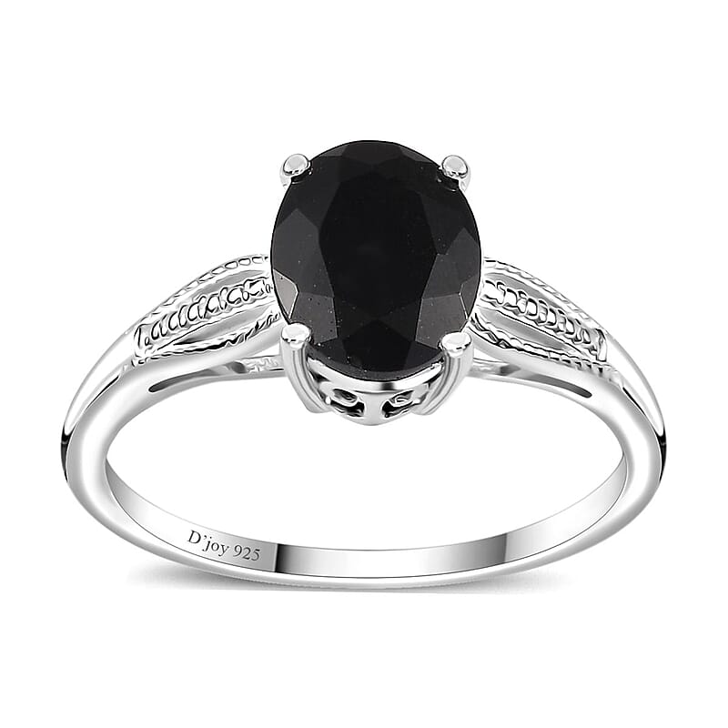 D'Joy Australian Black Tourmaline Solitaire Ring in Sterling Silver 2.65 ctw (Size 8.0)