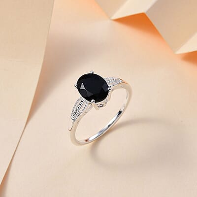 D'Joy Australian Black Tourmaline Solitaire Ring in Sterling Silver 2.65 ctw (Size 8.0)