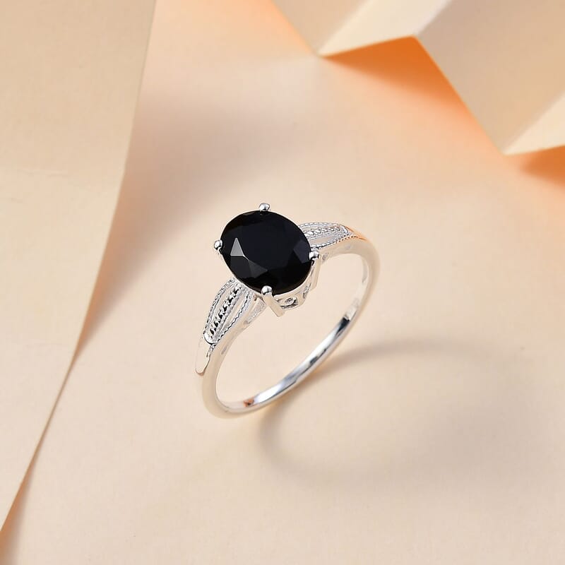 D'Joy Australian Black Tourmaline Solitaire Ring in Sterling Silver 2.65 ctw (Size 8.0)