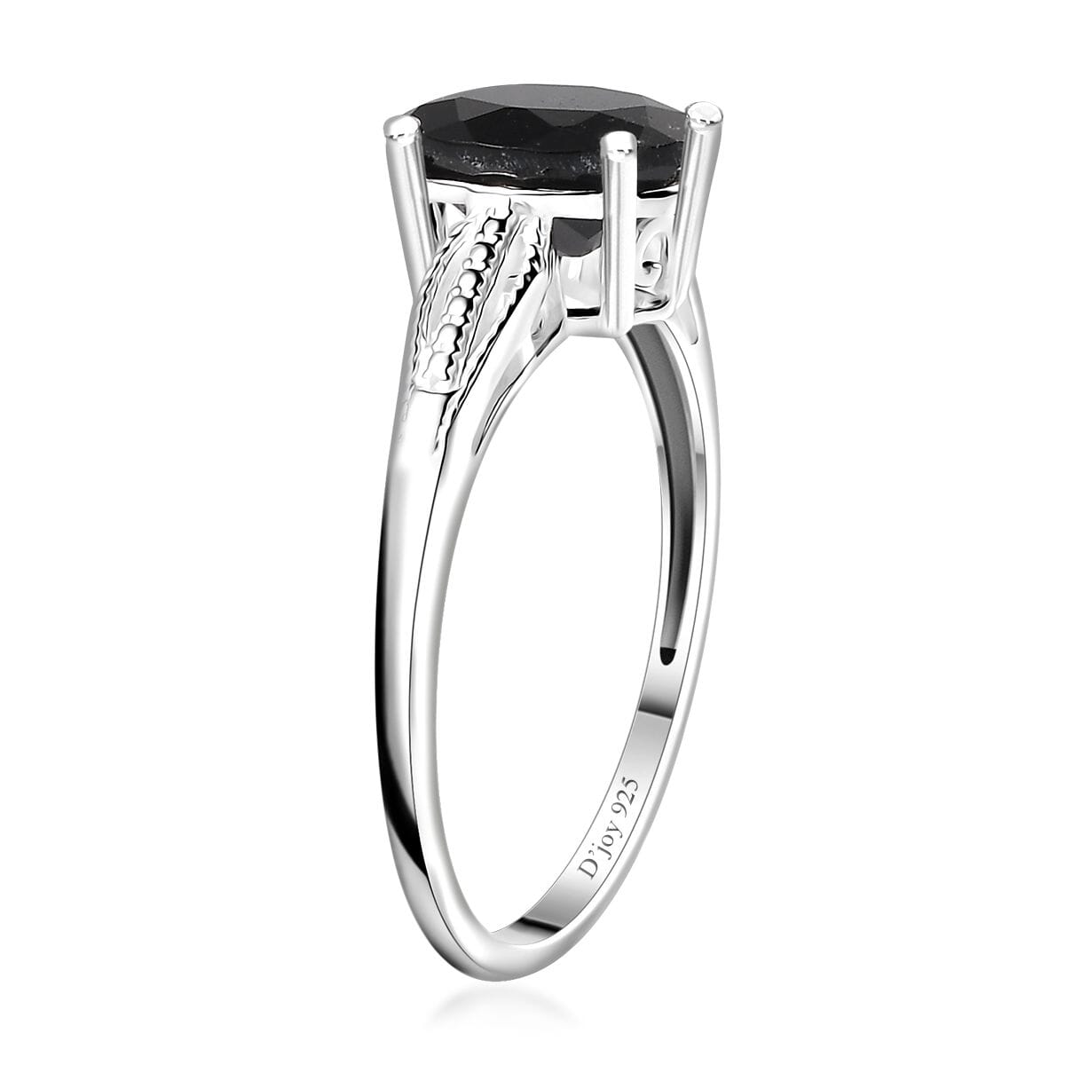 D'Joy Australian Black Tourmaline Ring in Sterling Silver, Black Solitaire Ring For Women, Wedding Jewelry Gifts (Size 8.0) 2.90 ctw image number 3