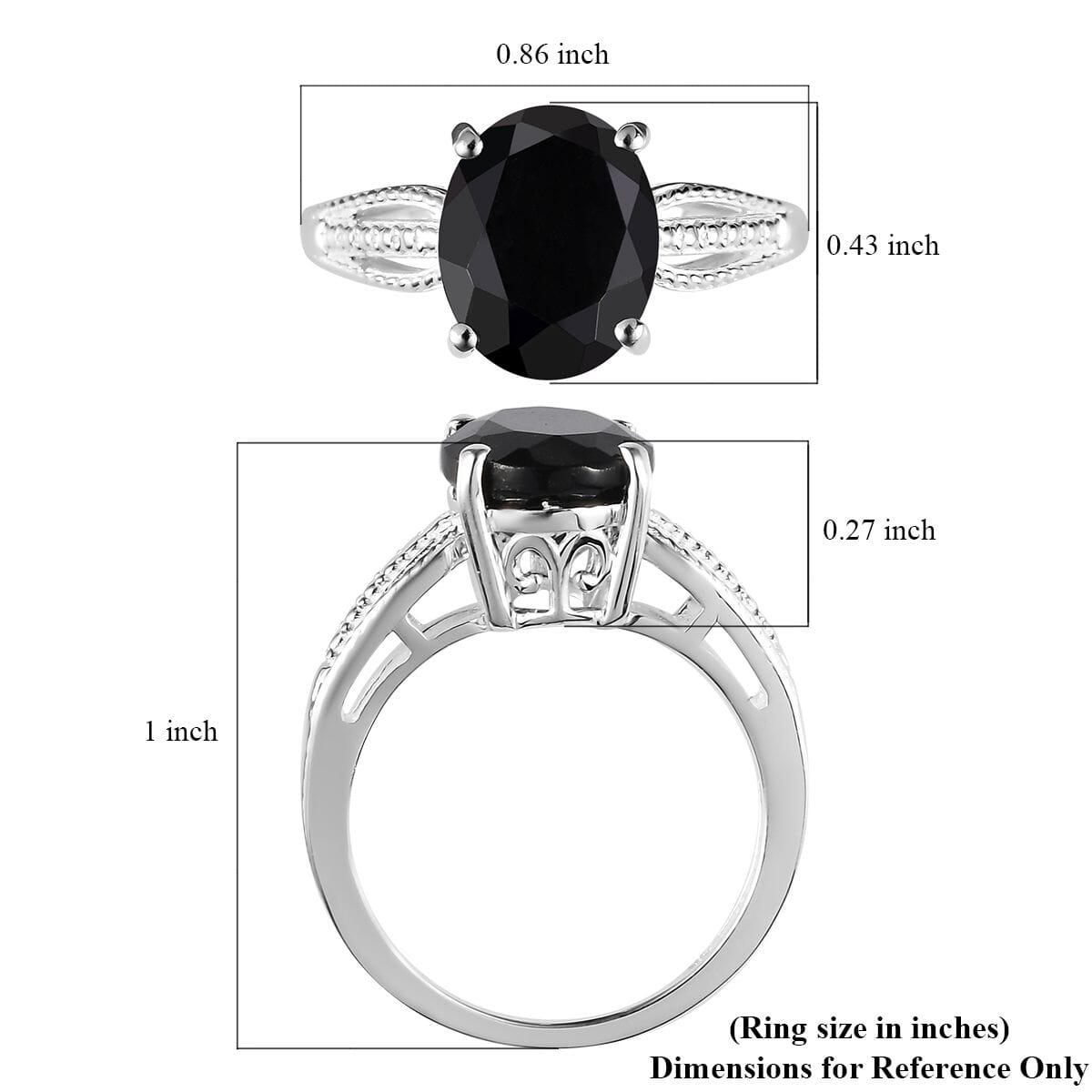 D'Joy Australian Black Tourmaline Ring in Sterling Silver, Black Solitaire Ring For Women, Wedding Jewelry Gifts (Size 8.0) 2.90 ctw image number 7