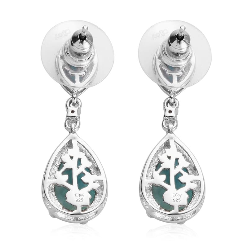 8.25 ctw Larimar and Tanzanite Earrings in Platinum Over Sterling Silver