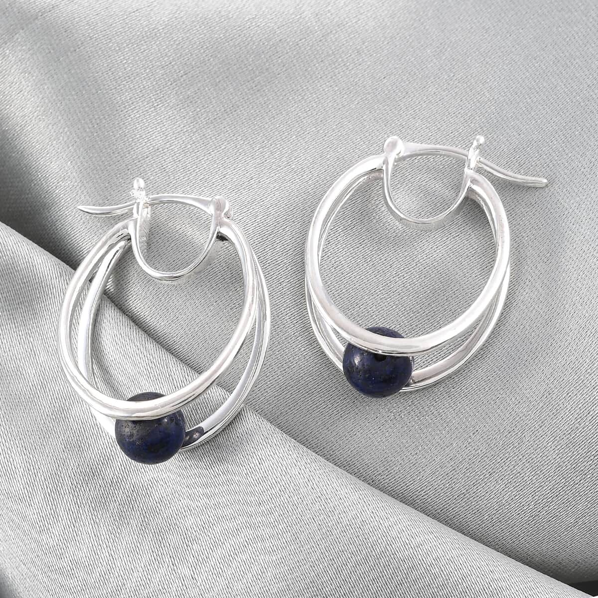 Lapis Lazuli 4.00 ctw Ball Earrings in Sterling Silver image number 3