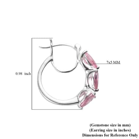 Simulated Pink Diamond Hoop Earrings in Sterling Silver image number 5