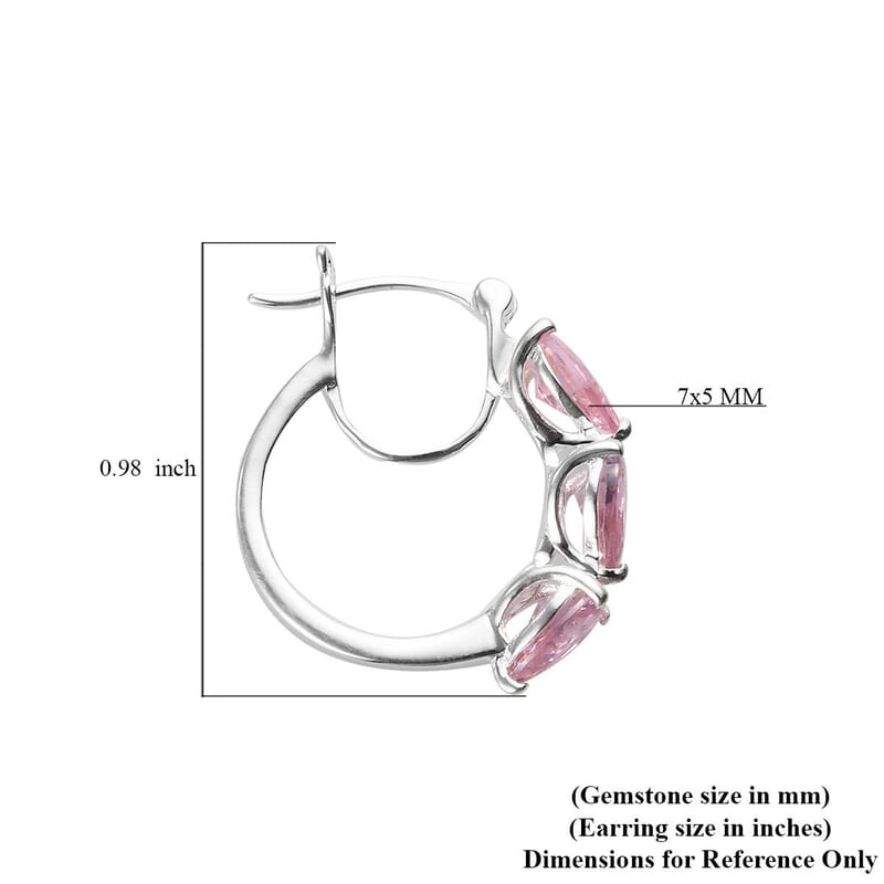 Simulated Pink Diamond Hoop Earrings in Sterling Silver