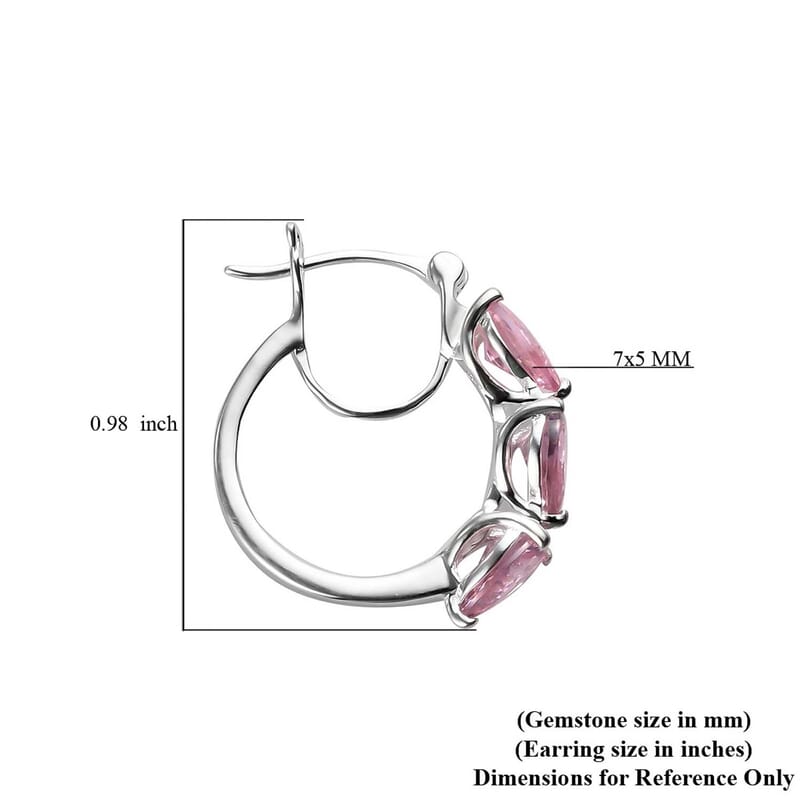 Simulated Pink Diamond Hoop Earrings in Sterling Silver