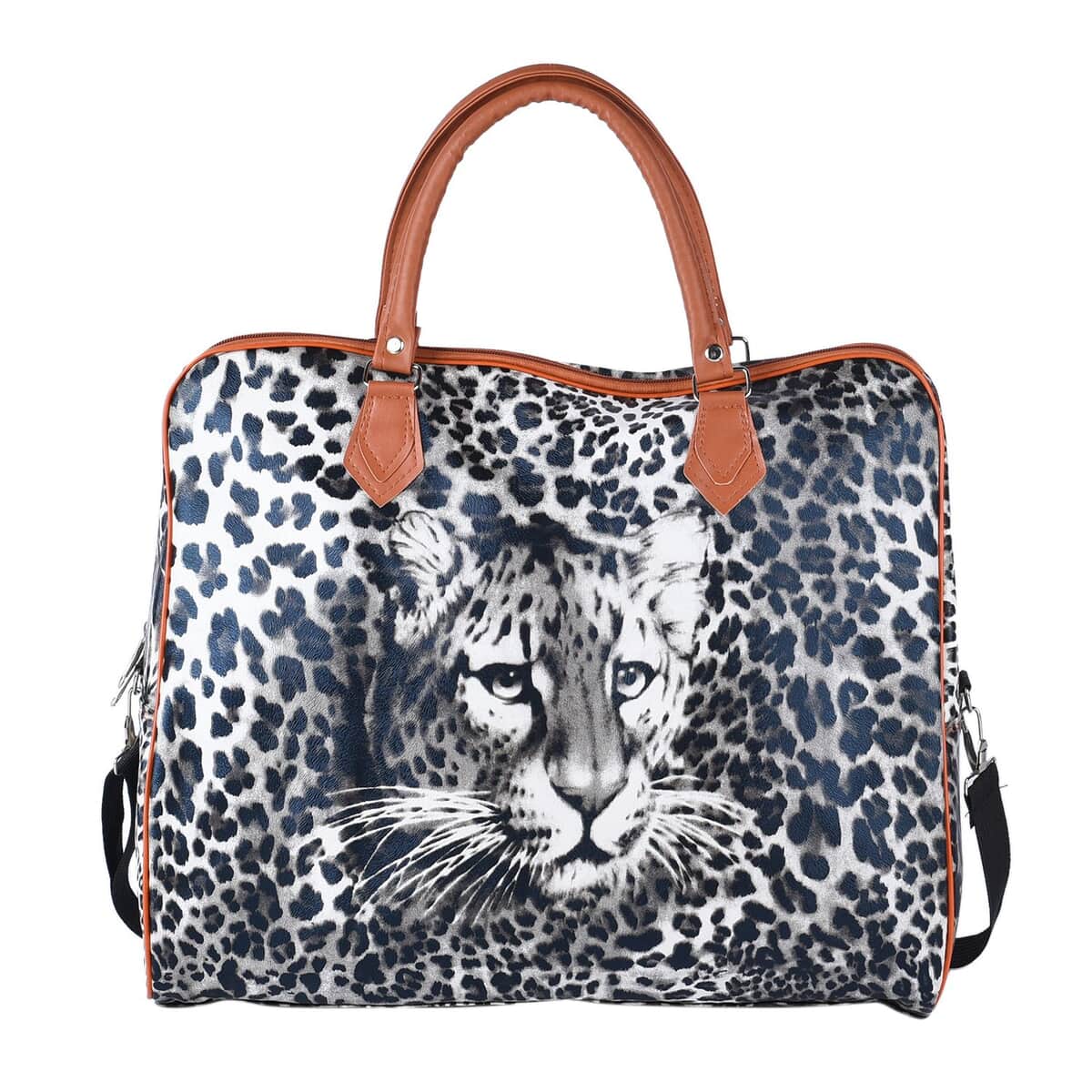 Black, White Leopard Pattern Tote Bag with 40 Inches Shoulder Strap image number 0