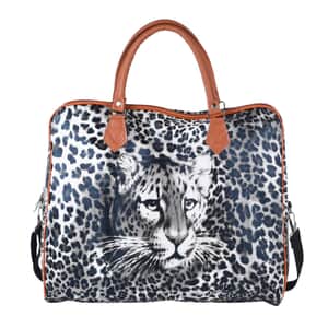 Black, White Leopard Pattern Tote Bag with 40 Inches Shoulder Strap