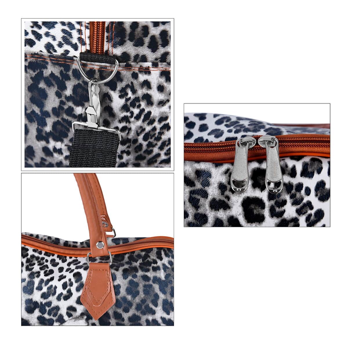 Black, White Leopard Pattern Tote Bag with 40 Inches Shoulder Strap image number 4