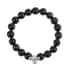 Shungite Beaded Stretch Bracelet with Elephant Charm in Black Oxidized Sterling Silver 107.00 ctw image number 3