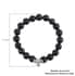 Shungite Beaded Stretch Bracelet with Elephant Charm in Black Oxidized Sterling Silver 107.00 ctw image number 5