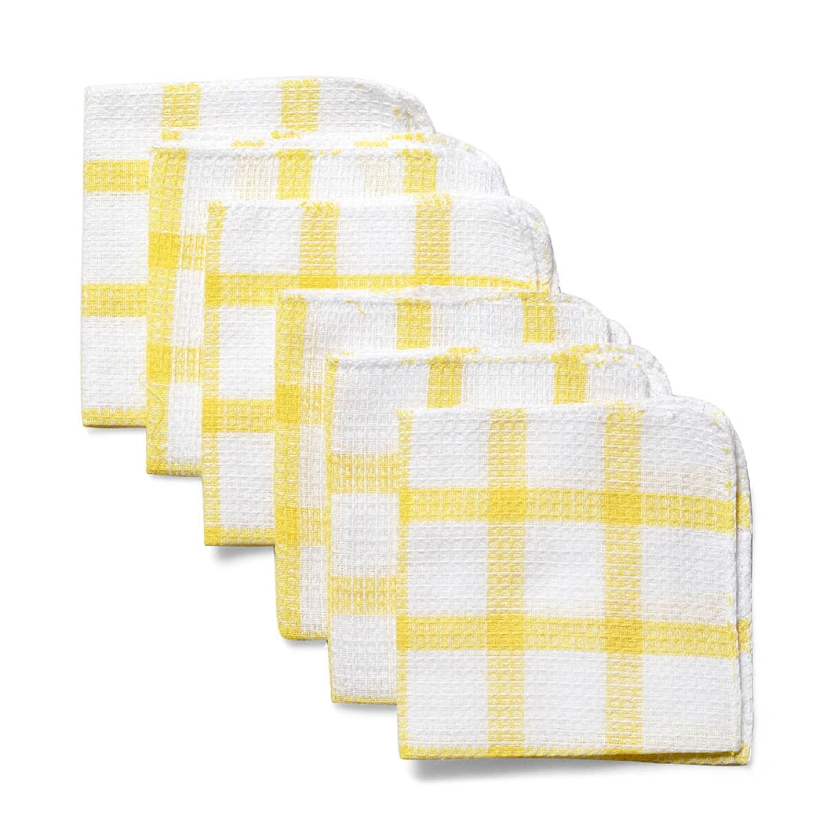 Set of 24 Yellow Cotton Kitchen Towels Dish Cloth Scrubbing Towels Clothes Cleaning Rags Kitchen Essentials image number 2