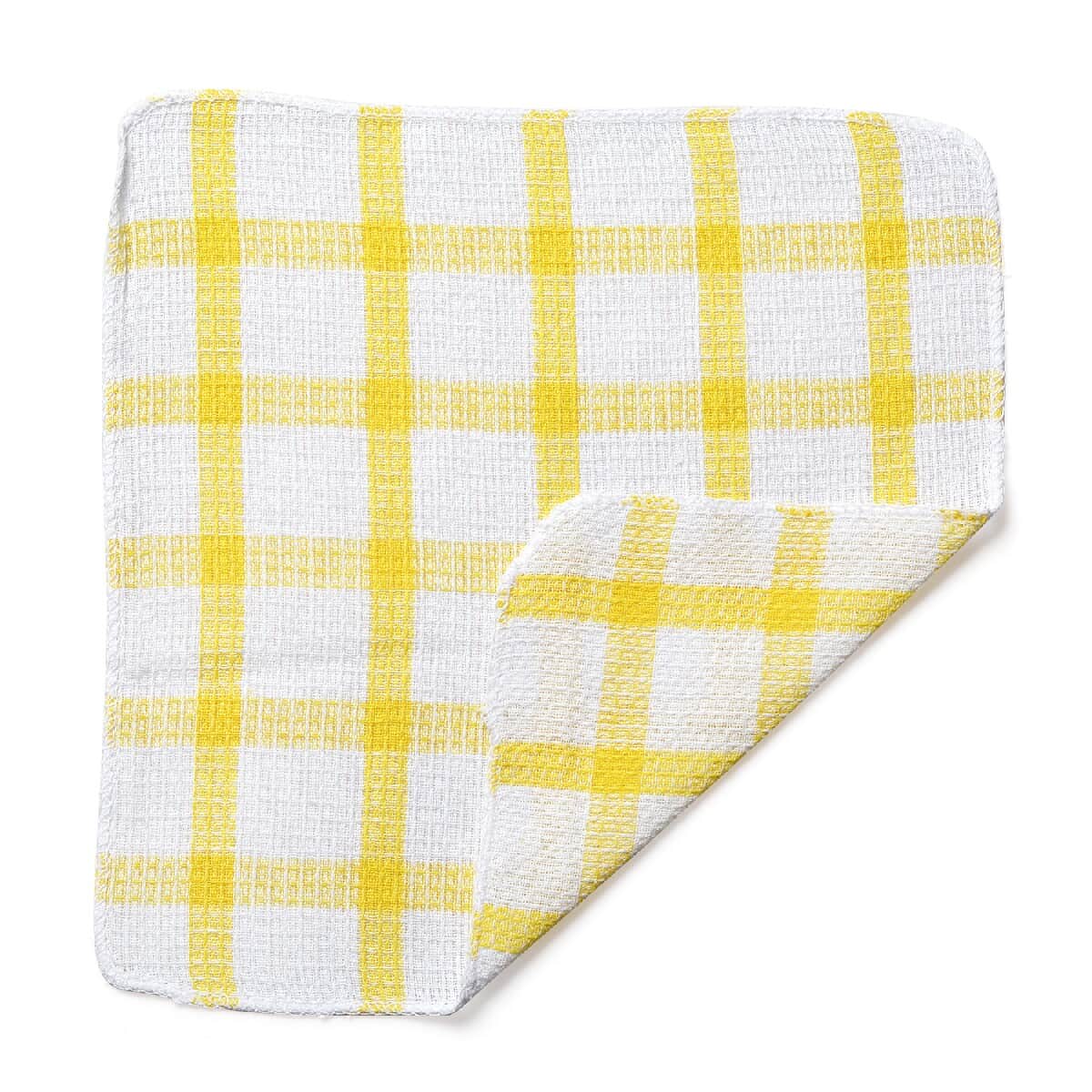 Set of 24 Yellow Cotton Kitchen Towels Dish Cloth Scrubbing Towels Clothes Cleaning Rags Kitchen Essentials image number 4