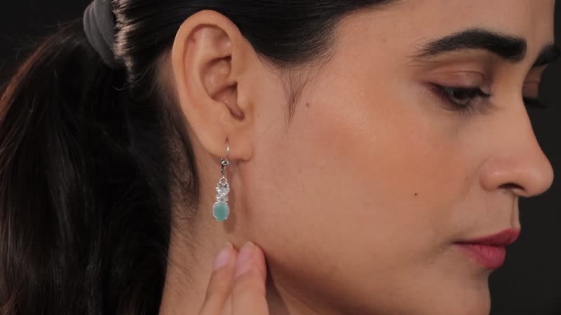 1.80 ctw AA Grandidierite and Zircon Earrings in Platinum Over Sterling Silver